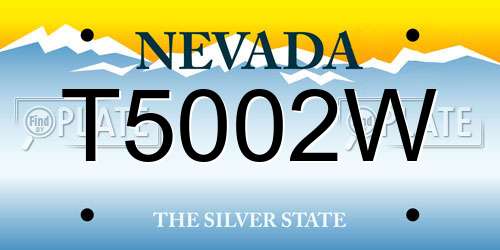 T5002W Nevada License Plate