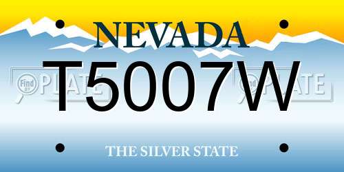 T5007W Nevada License Plate