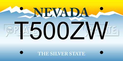 T500ZW Nevada License Plate