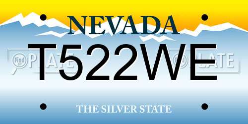 T522WE Nevada License Plate