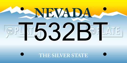 T532BT Nevada License Plate