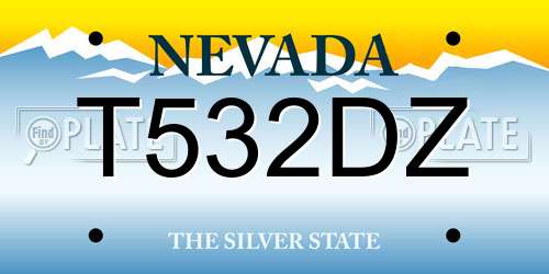 T532DZ Nevada License Plate