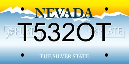 T532OT Nevada License Plate