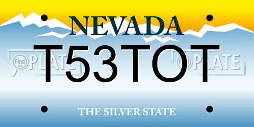 T53TOT Nevada License Plate