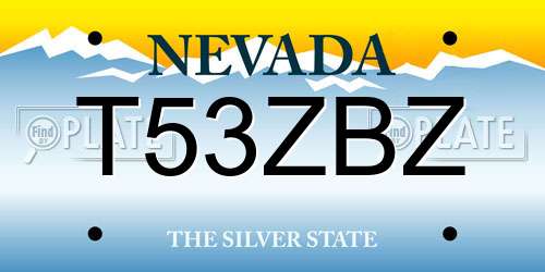 T53ZBZ Nevada License Plate