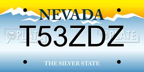 T53ZDZ Nevada License Plate