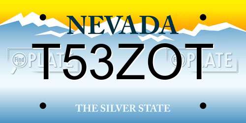 T53ZOT Nevada License Plate