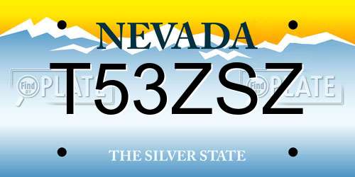 T53ZSZ Nevada License Plate