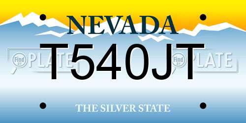 T540JT Nevada License Plate