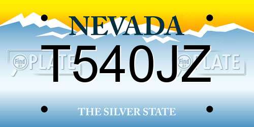 T540JZ Nevada License Plate