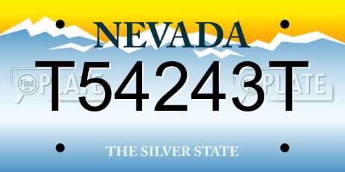 T54243T Nevada License Plate