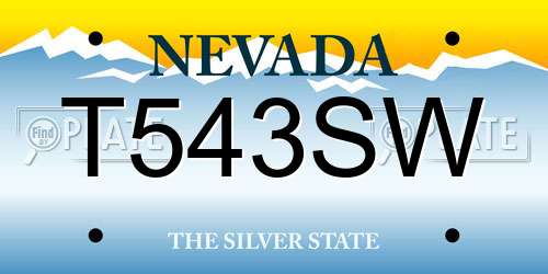 T543SW Nevada License Plate