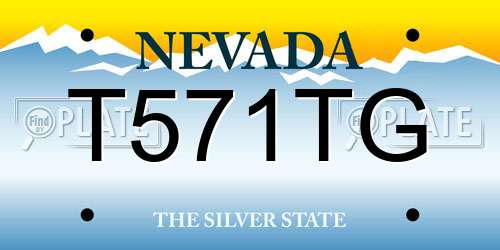 T571TG Nevada License Plate