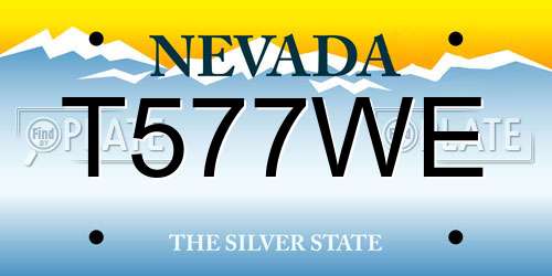 T577WE Nevada License Plate
