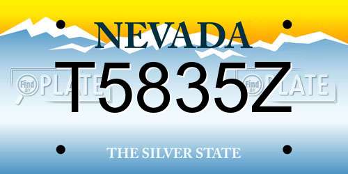 T5835Z Nevada License Plate