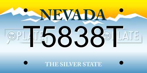 T5838T Nevada License Plate