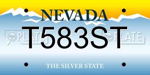 T583ST Nevada License Plate