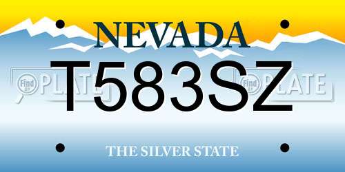 T583SZ Nevada License Plate