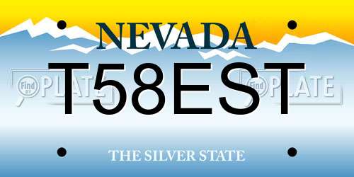 T58EST Nevada License Plate