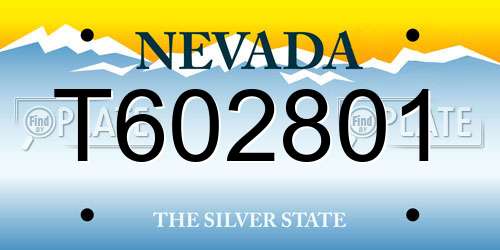 T602801 Nevada License Plate