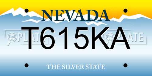 T615KA Nevada License Plate