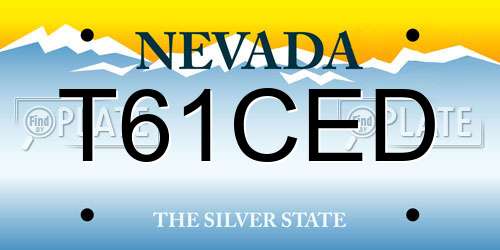 T61CED Nevada License Plate