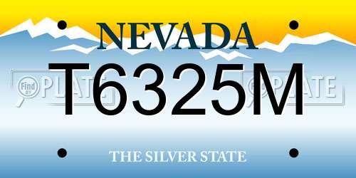 T6325M Nevada License Plate