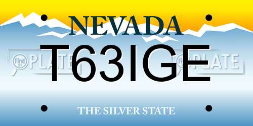 T63IGE Nevada License Plate