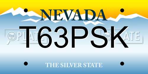 T63PSK Nevada License Plate