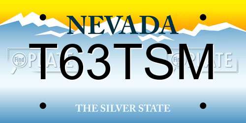 T63TSM Nevada License Plate