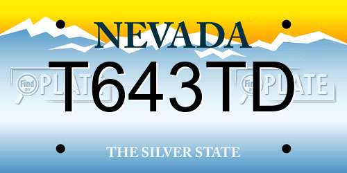 T643TD Nevada License Plate