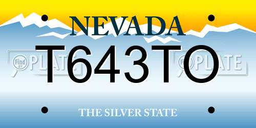 T643TO Nevada License Plate