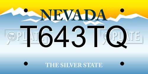 T643TQ Nevada License Plate