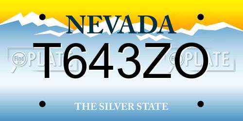 T643ZO Nevada License Plate