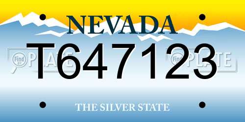 T647123 Nevada License Plate