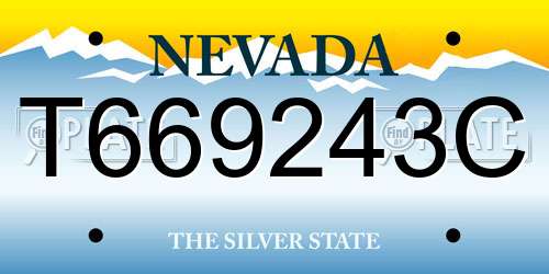 T669243C Nevada License Plate