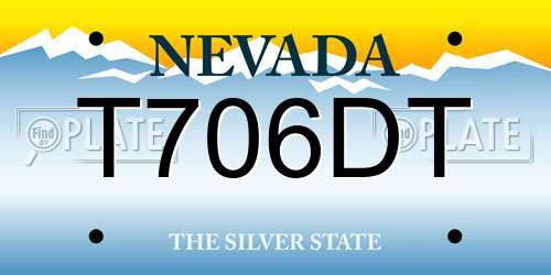 T706DT Nevada License Plate