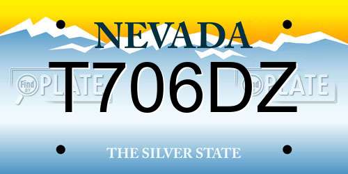 T706DZ Nevada License Plate