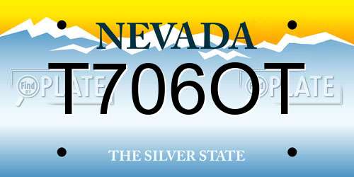 T706OT Nevada License Plate