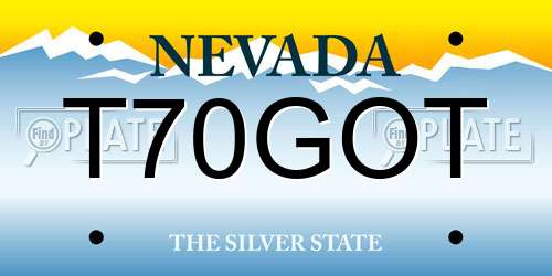 T70GOT Nevada License Plate