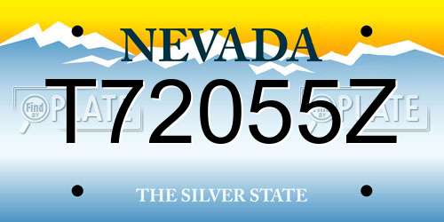 T72055Z Nevada License Plate