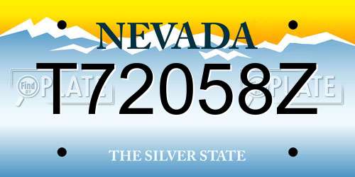 T72058Z Nevada License Plate