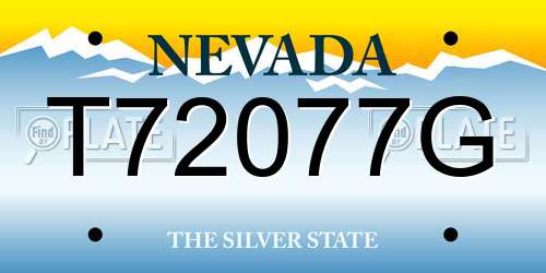 T72077G Nevada License Plate
