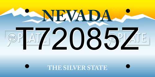 T72085Z Nevada License Plate