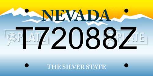 T72088Z Nevada License Plate