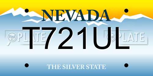 T721UL Nevada License Plate