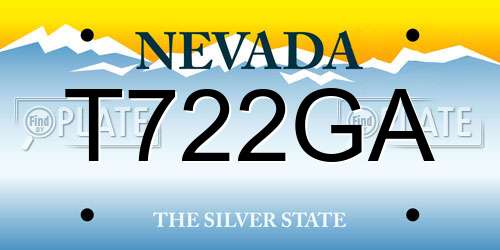 T722GA Nevada License Plate
