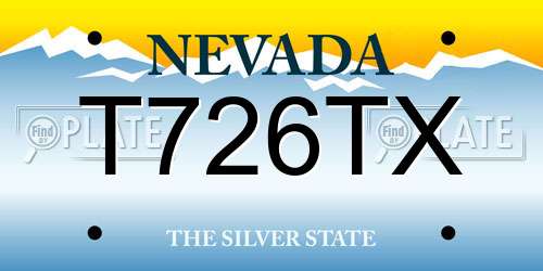 T726TX Nevada License Plate