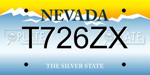 T726ZX Nevada License Plate