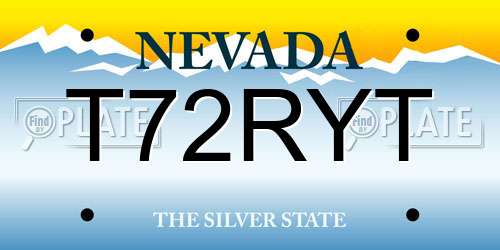 T72RYT Nevada License Plate